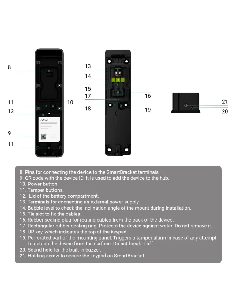 AJAX Teclado para exterior IP66/IK08 con lector RFID - Armado/desarmad