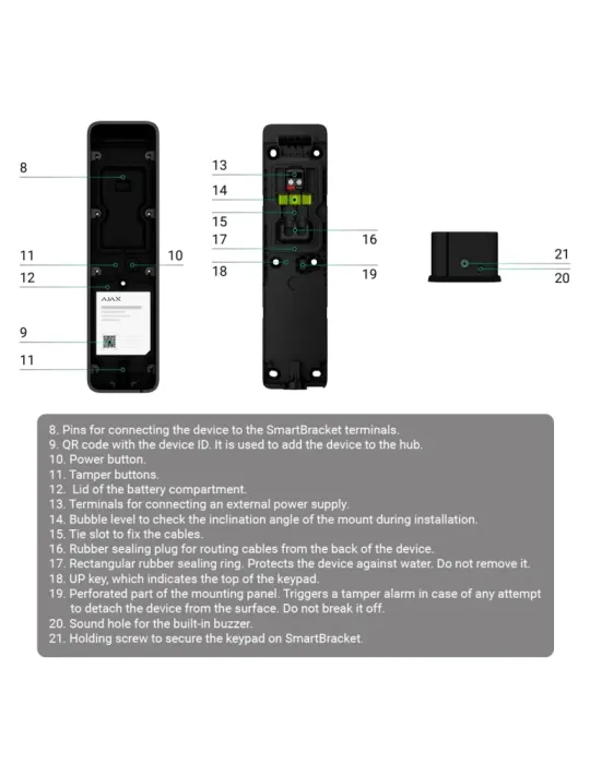 AJAX Teclado para exterior IP66/IK08 con lector RFID - Armado/desarmad