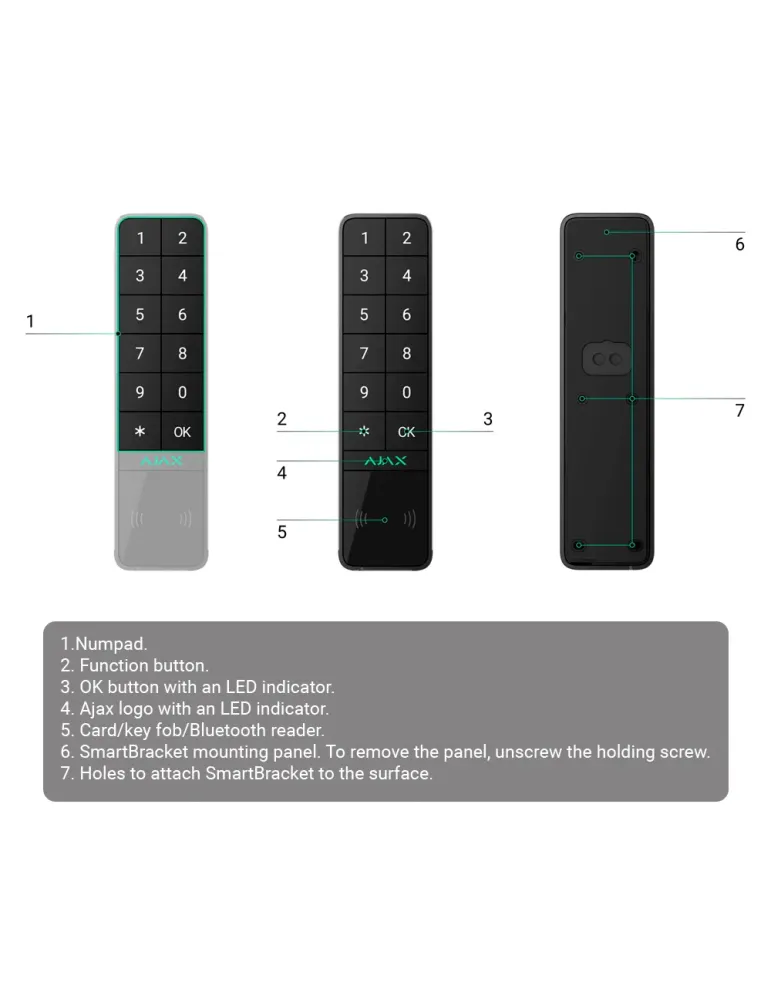 AJAX Teclado para exterior IP66/IK08 con lector RFID - Armado/desarmad