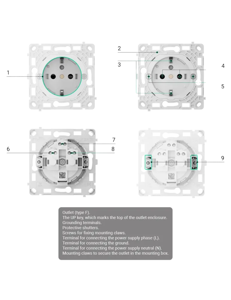 Enchufe Vertical AJAX OutletCore Basic: Conexión Segura y Estable