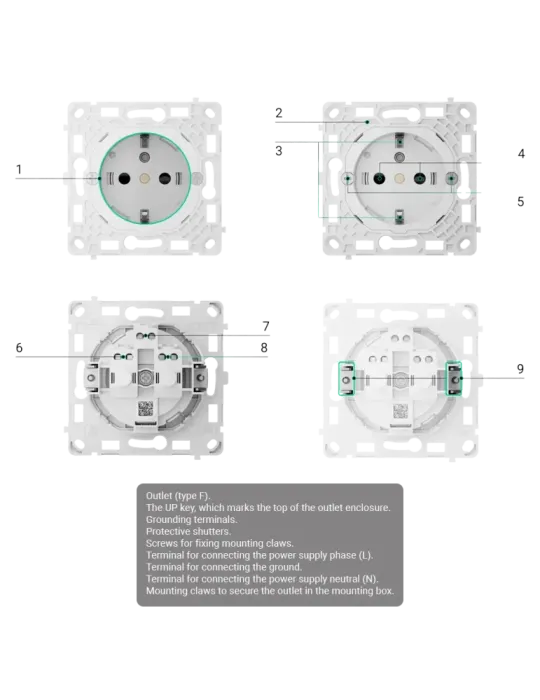 Enchufe Vertical AJAX OutletCore Basic: Conexión Segura y Estable