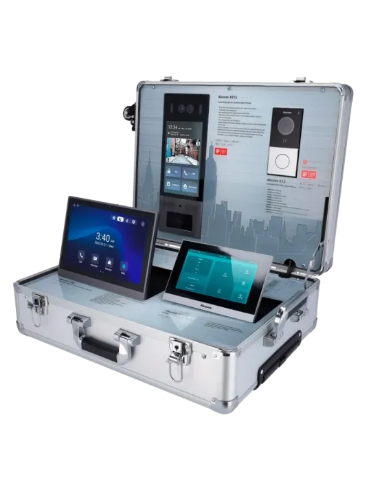 AKUVOX Maletín de exposición - Videoporteros Akuvox - Router WiFi y sw