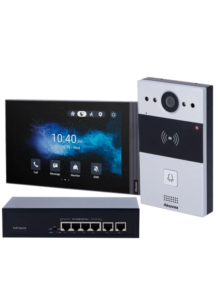 AKUVOX Kit de videoportero en superficie Linux - IP | Placa y monitor