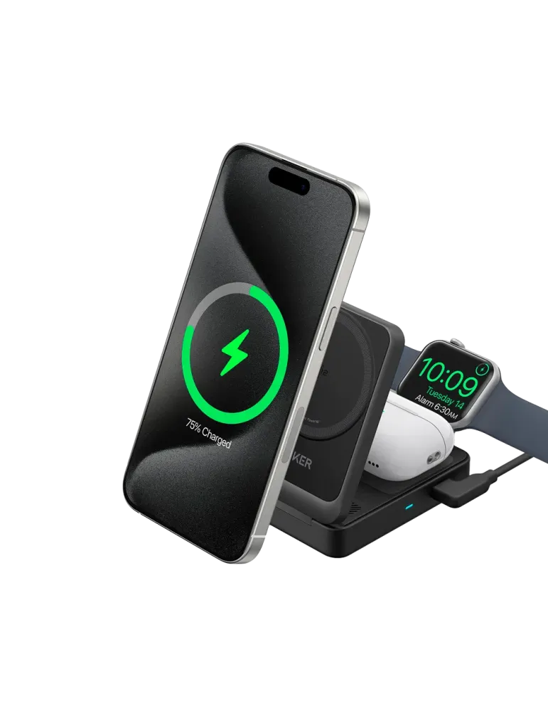 ANKER Cargador inalámbrico 3 en 1 Anker - Tecnología Magsafe - Carga r
