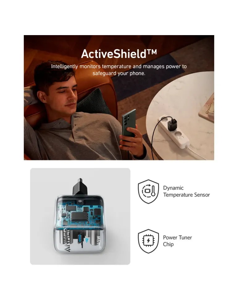 Anker - Cargador USB - Potencia 45W - Carga rápida - Salida USB-C - Co