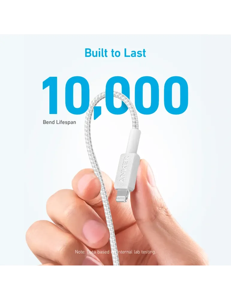 Anker - Cable USB2.0 - USB-C a Lightning - Cable de nylon trenzado - L