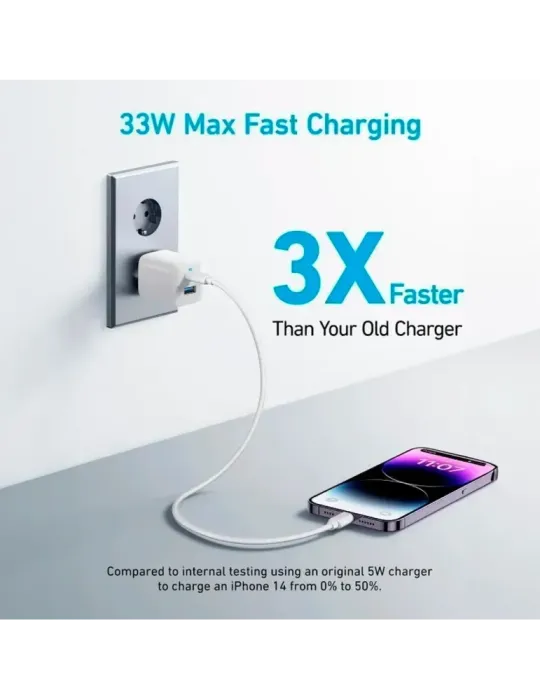 Anker - Cargador USB - Potencia 33W - Carga rápida - Salidas USB-C, US