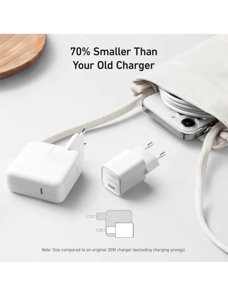 Anker - Cargador USB - Potencia 30W - Carga rápida - Salida USB-C - Co