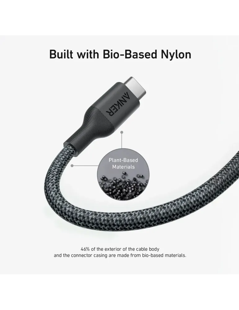 Anker - Cable USB2.0 - USB-C a USB-C - Cable de Bio-Nylon trenzado - L