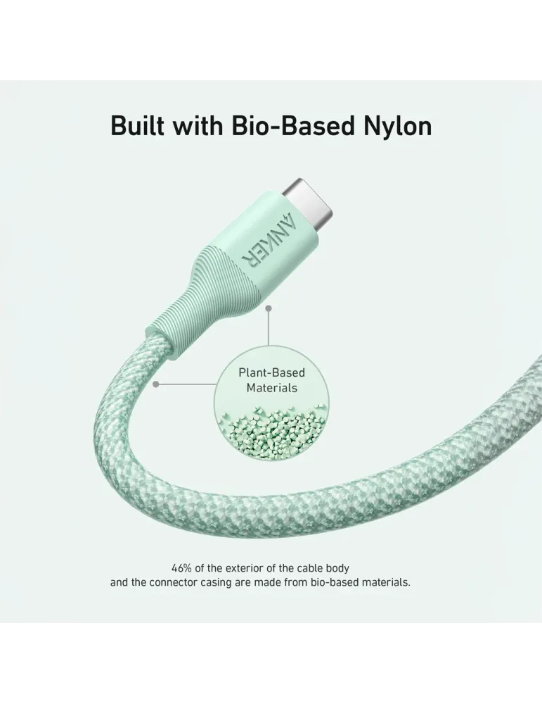 Anker - Cable USB2.0 - USB-C a USB-C - Cable de Bio-Nylon trenzado - L