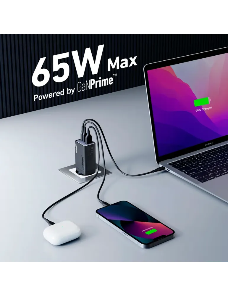 Anker - Cargador USB - Potencia 65W | Con tecnología GaNPrime - Carga