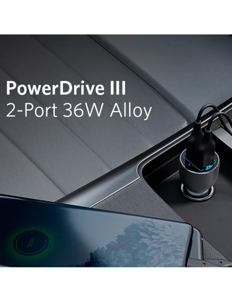 Anker - Mechero coche de metal - Potencia 36W - Carga rápida 18W | Tec