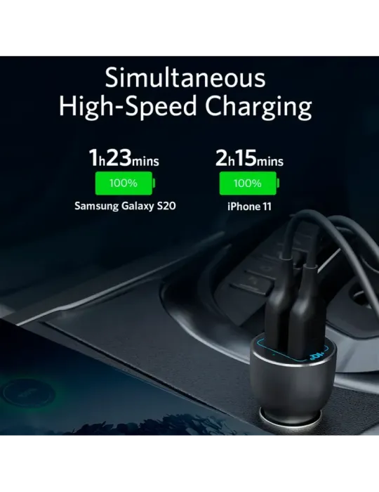 Anker - Mechero coche de metal - Potencia 36W - Carga rápida 18W | Tec