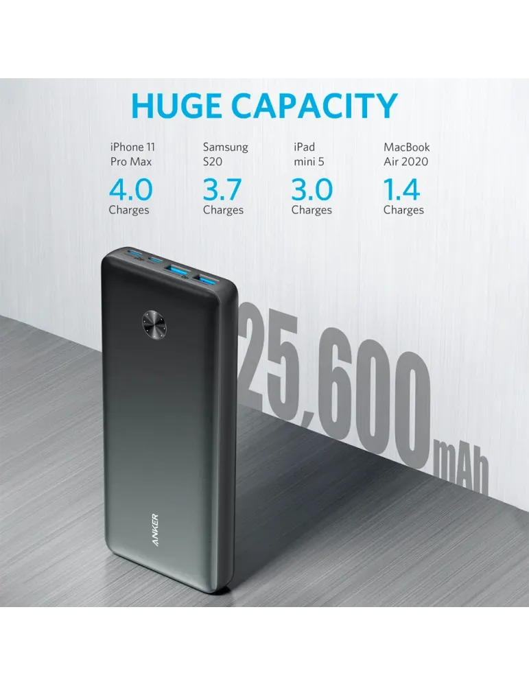 Anker Power bank con LEDs de carga - Capacidad 25600mAh - Entrada USB-