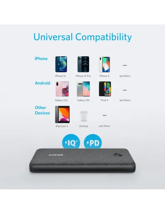 Anker Power bank con LEDs de carga - Capacidad 10000mAh - Entradas USB