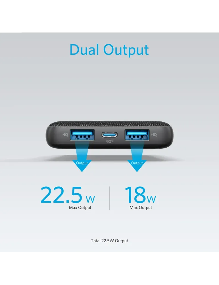 Anker Power bank con LEDs de carga - Capacidad 10000mAh - Entradas USB