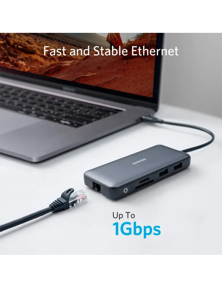 Anker - Hub USB-C 8 en 1 - Admite la carga PD100W - Transferencia de d