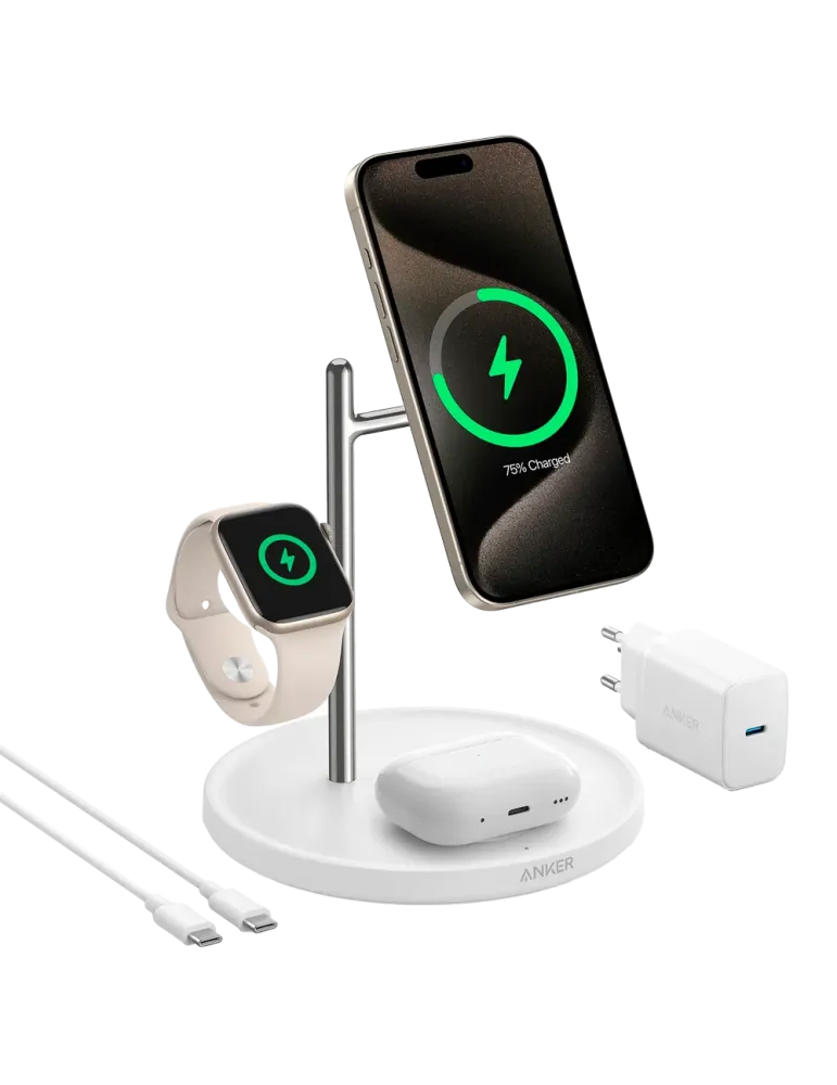 ANKER Cargador inalámbrico 3 en 1 Anker - Tecnología MagGo - Carga ráp