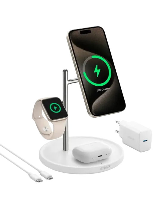 ANKER Cargador inalámbrico 3 en 1 Anker - Tecnología MagGo - Carga ráp