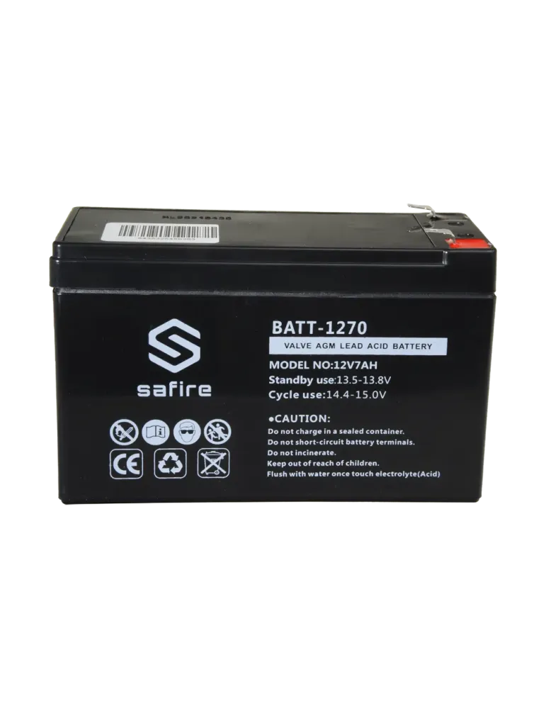 SAFIRE Batería recargable - Tecnología plomo ácido AGM - Voltaje 12 V