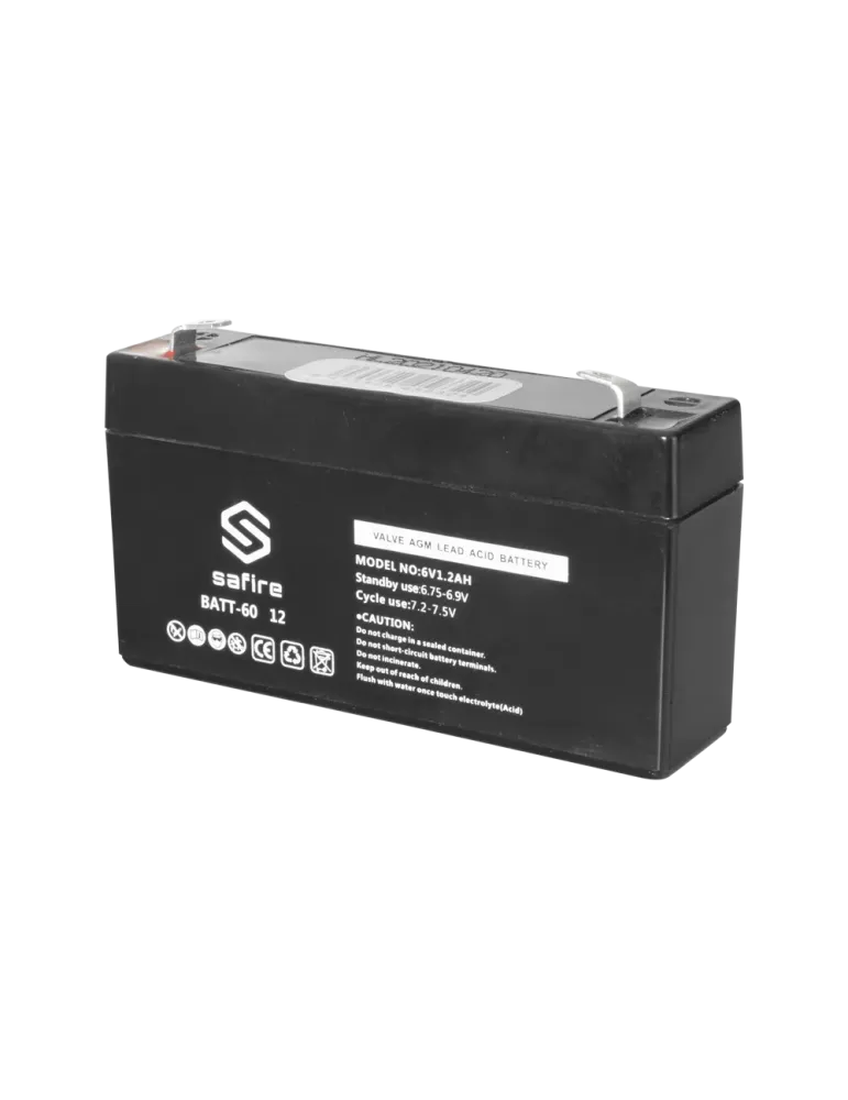 SAFIRE Batería recargable - Tecnología plomo ácido AGM - Voltaje 6 V -