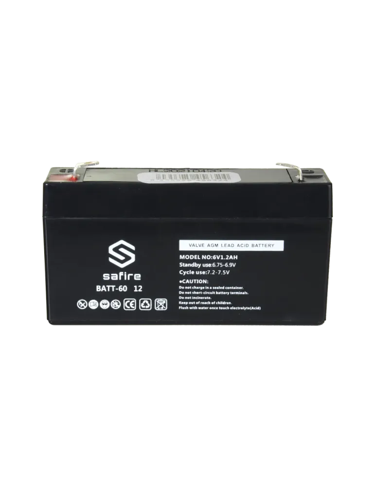 SAFIRE Batería recargable - Tecnología plomo ácido AGM - Voltaje 6 V -