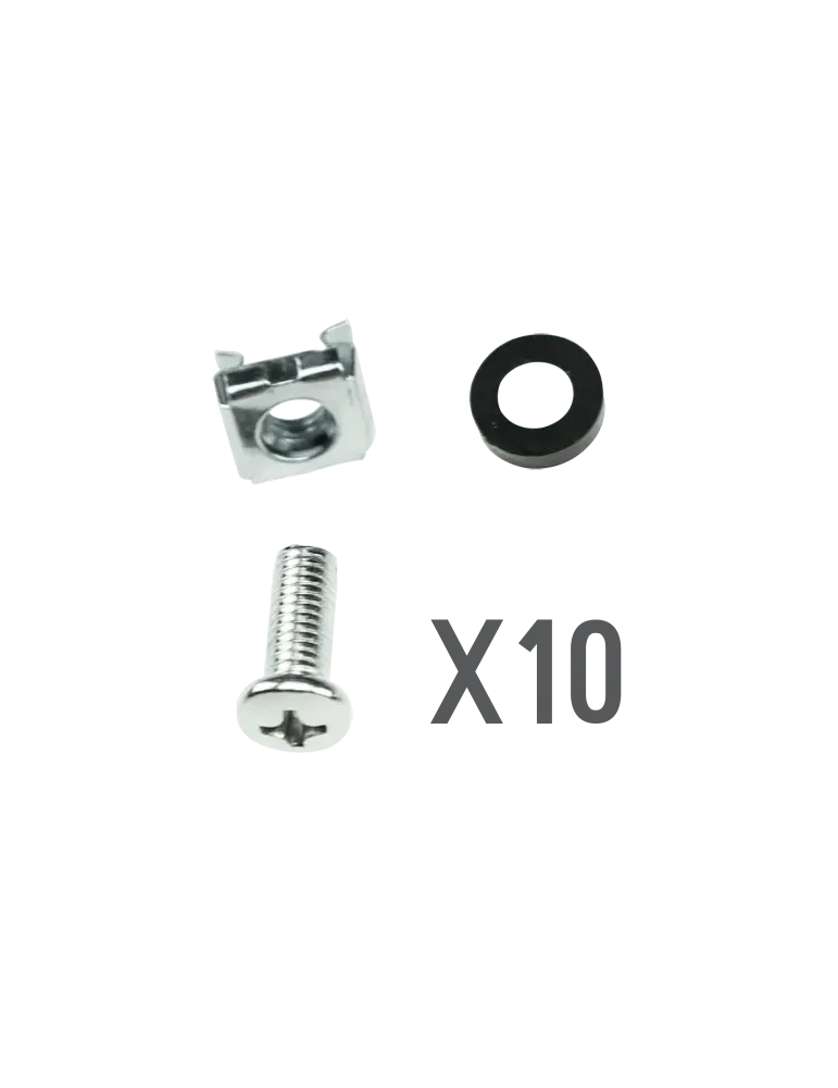 MARCA BLANCA Tornillería - Apto para racks - Métrica M6 - 10 unidades
