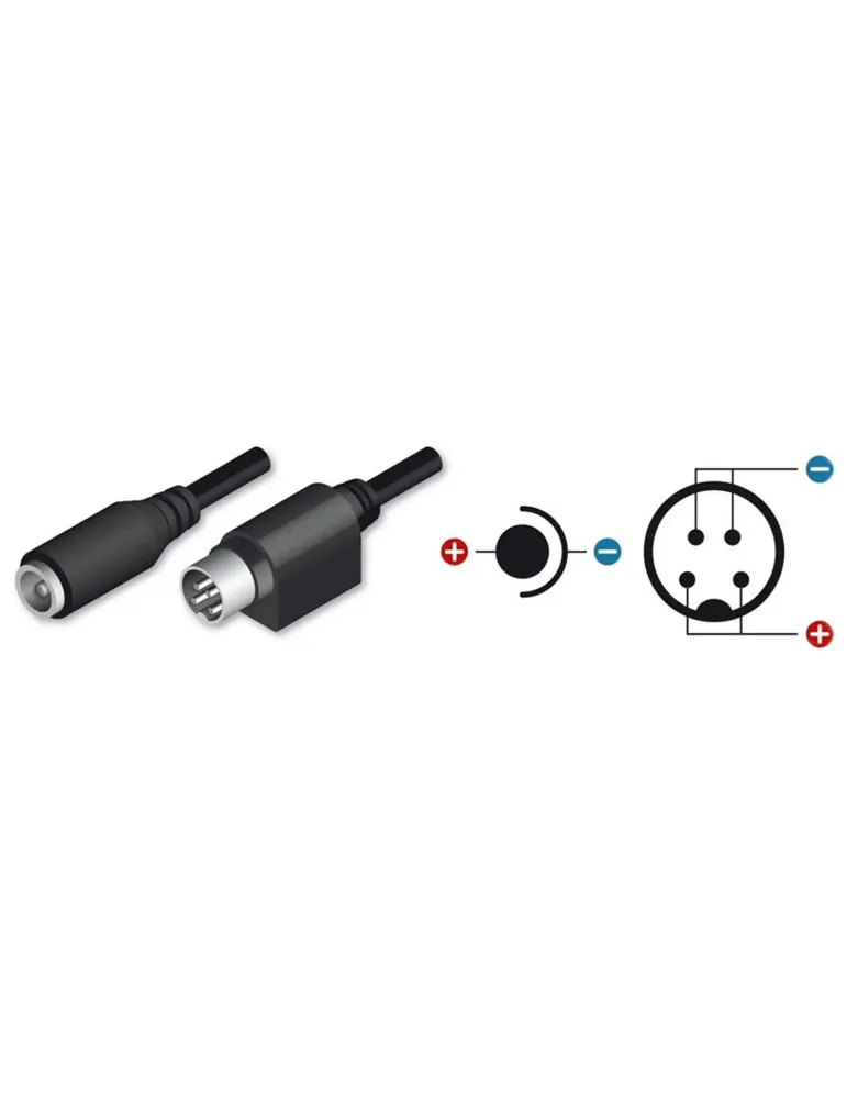 MARCA BLANCA Adaptador DC - 105 mm de largo - Conector hembra Mini Din