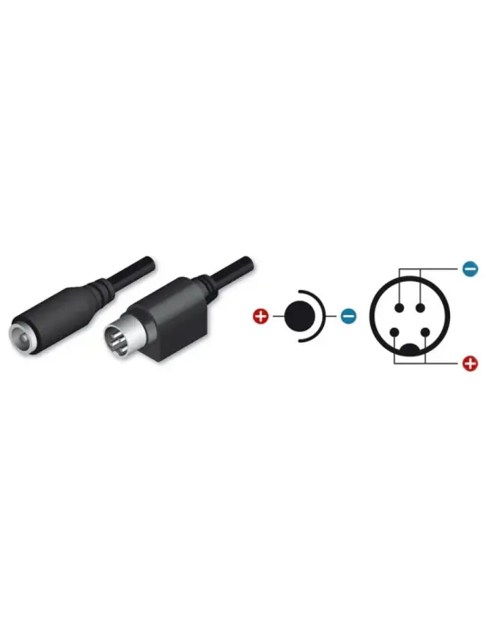 MARCA BLANCA Adaptador DC - 105 mm de largo - Conector hembra Mini Din