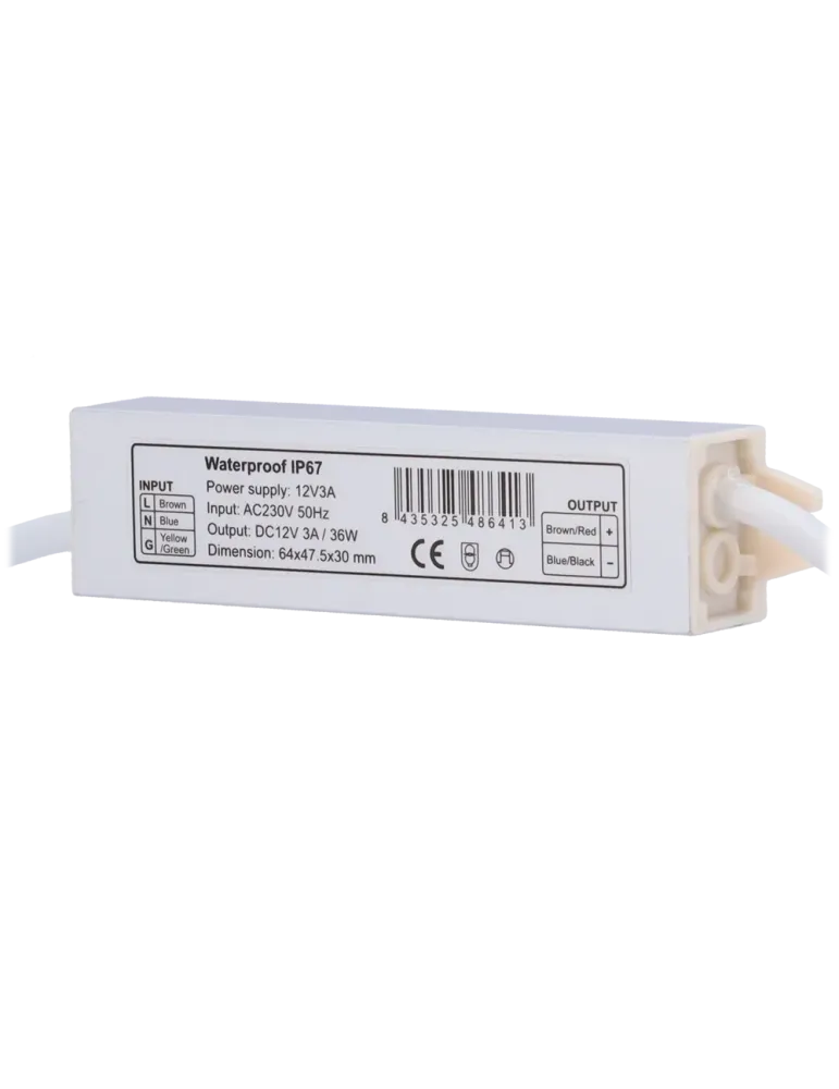 MARCA BLANCA Fuente de alimentación - Salida DC 12 V, 3 A - Salida AC