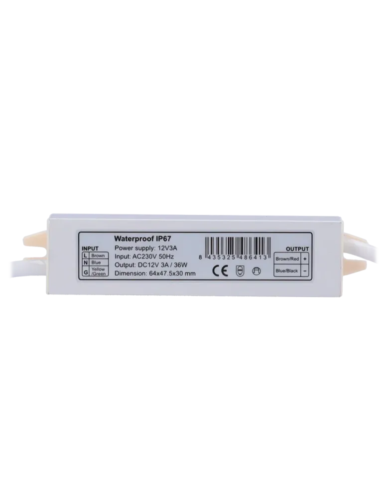 MARCA BLANCA Fuente de alimentación - Salida DC 12 V, 3 A - Salida AC