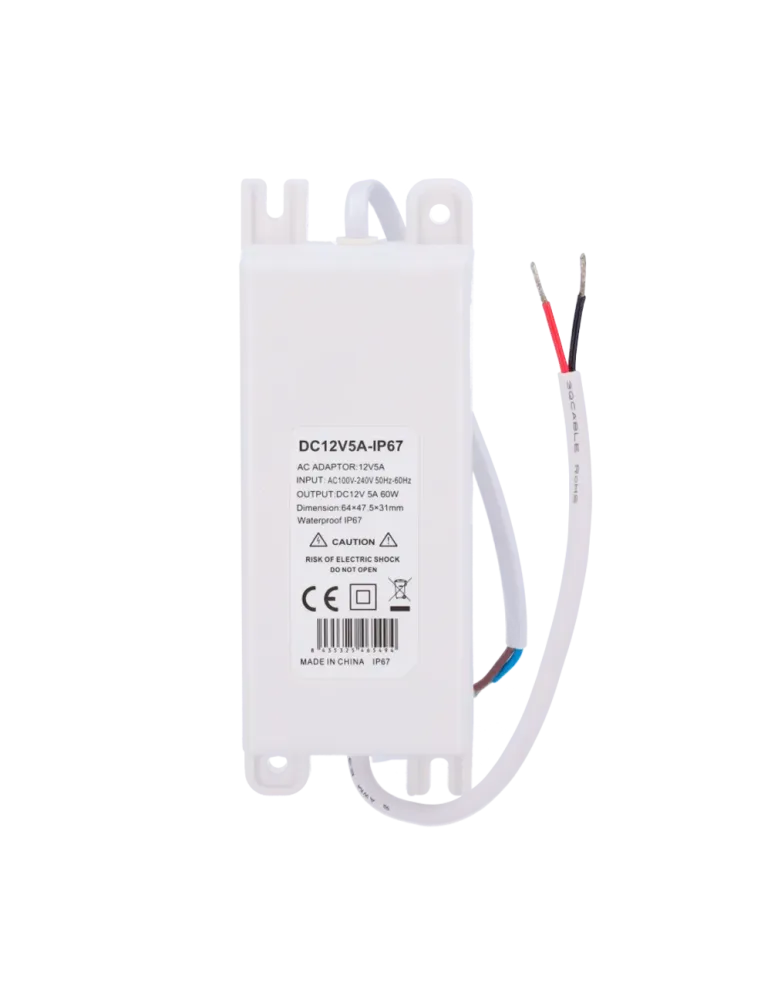 MARCA BLANCA Fuente de alimentación - Salida DC 12 V 5 A - Salida AC 2
