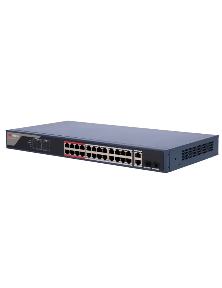 HIKVISION Switch PoE Hikvision - 24 puertos RJ45 FE + 2 puertos Gigabi