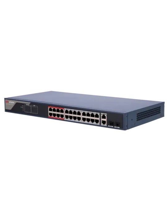 HIKVISION Switch PoE Hikvision - 24 puertos RJ45 FE + 2 puertos Gigabi