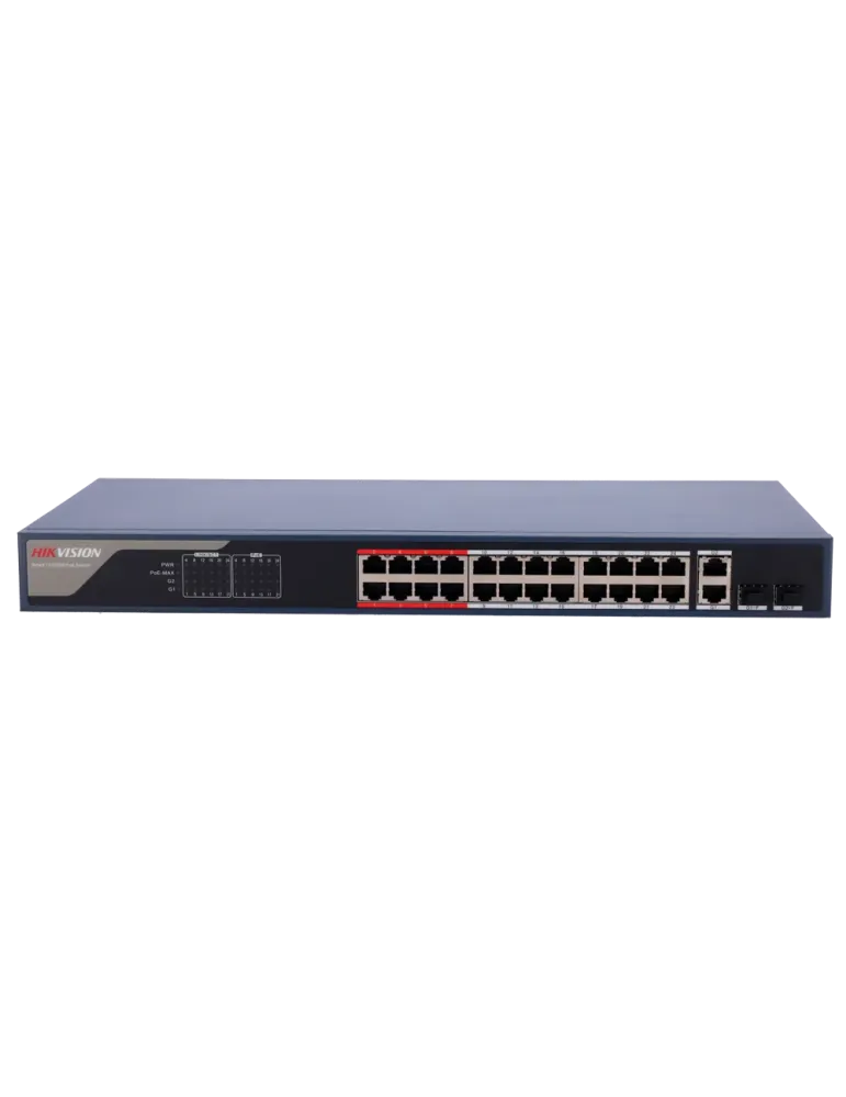 HIKVISION Switch PoE Hikvision - 24 puertos RJ45 FE + 2 puertos Gigabi