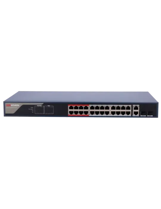 HIKVISION Switch PoE Hikvision - 24 puertos RJ45 FE + 2 puertos Gigabi