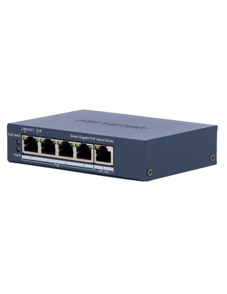 Hikvision Switch Gigabit PoE Gestionable - 4 puertos PoE 802.3af/at +