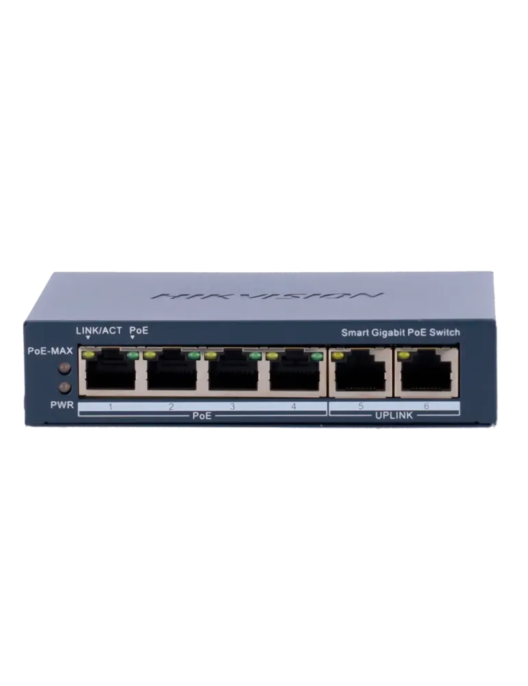 Hikvision Gigabit PoE Switch Gestionable - 4 puertos PoE 802.3af/at +