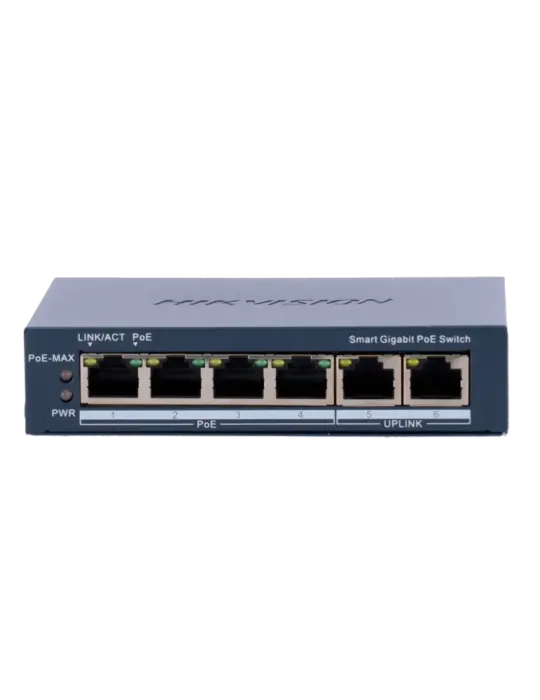 Hikvision Gigabit PoE Switch Gestionable - 4 puertos PoE 802.3af/at +