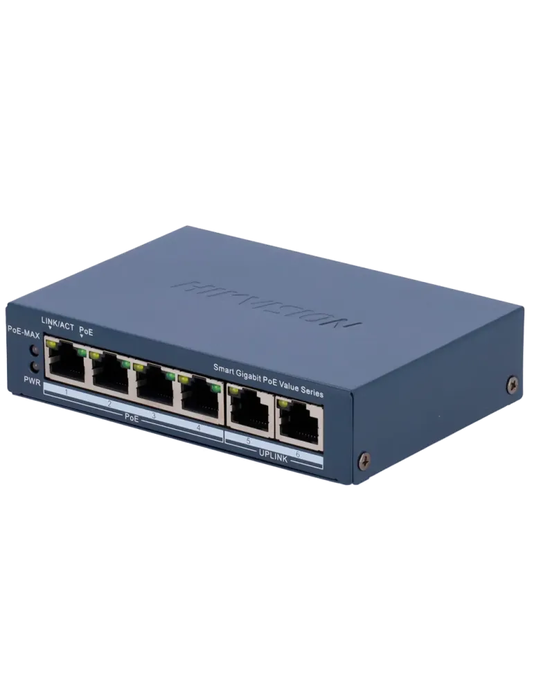 Hikvision Gigabit PoE Switch Gestionable - 4 puertos PoE 802.3af/at +