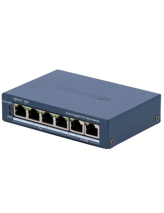 Hikvision Gigabit PoE Switch Gestionable - 4 puertos PoE 802.3af/at +