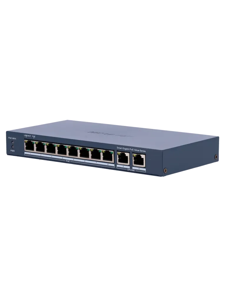 Hikvision PoE Switch Gestionable - 8 puertos PoE 802.3af/at + 2 Uplink