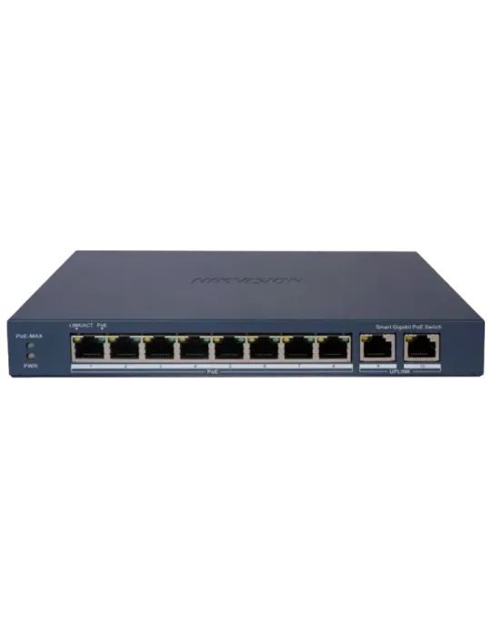 Hikvision PoE Switch Gestionable - 8 puertos PoE 802.3af/at + 2 Uplink