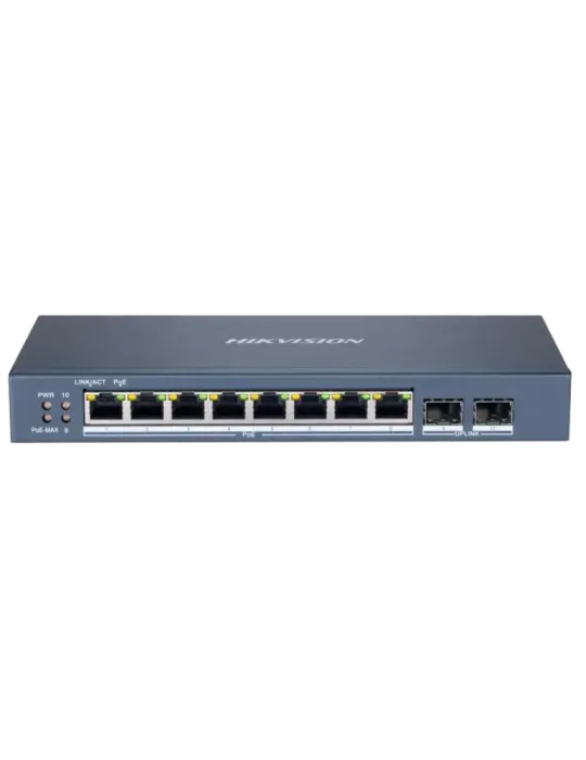 HIKVISION Switch PoE Hikvision - 8 puertos RJ45 Gigabit + 2 puertos SF