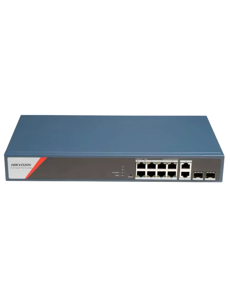 HIKVISION Switch PoE Hikvision - 8 puertos RJ45 GE + 2 puertos Gigabit