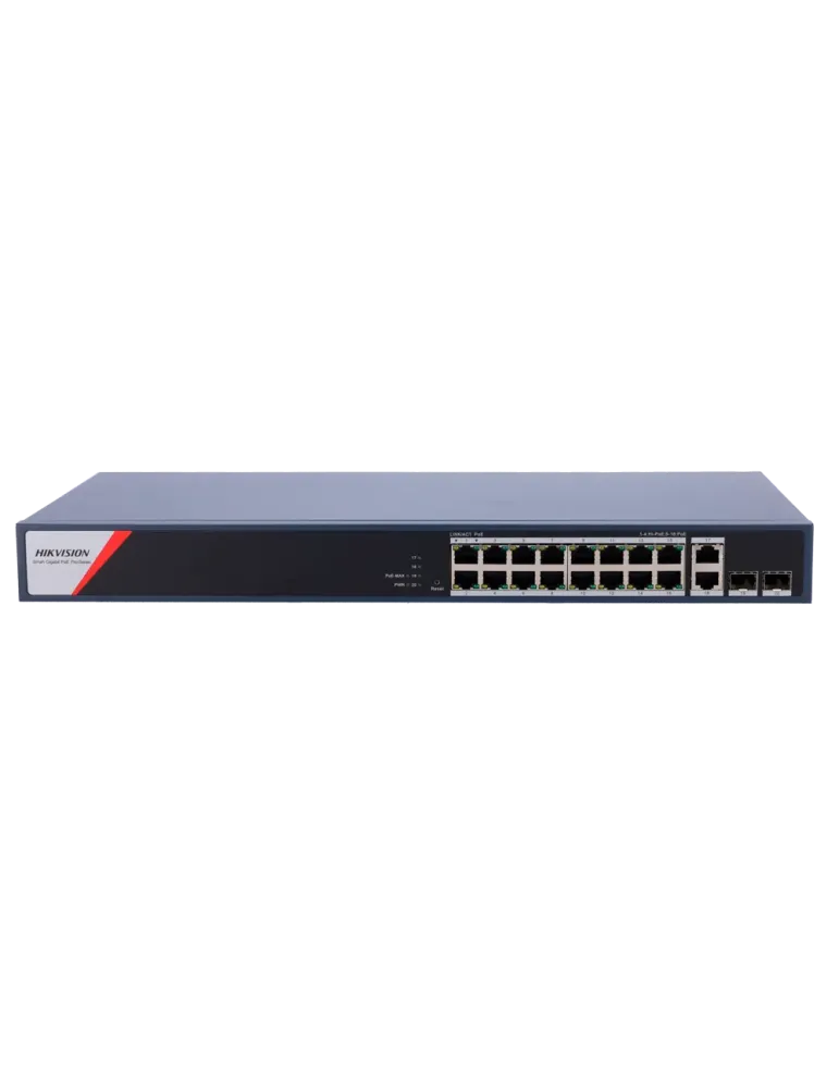 HIKVISION Switch PoE Hikvision - 16 puertos RJ45 GE + 2 puertos Gigabi