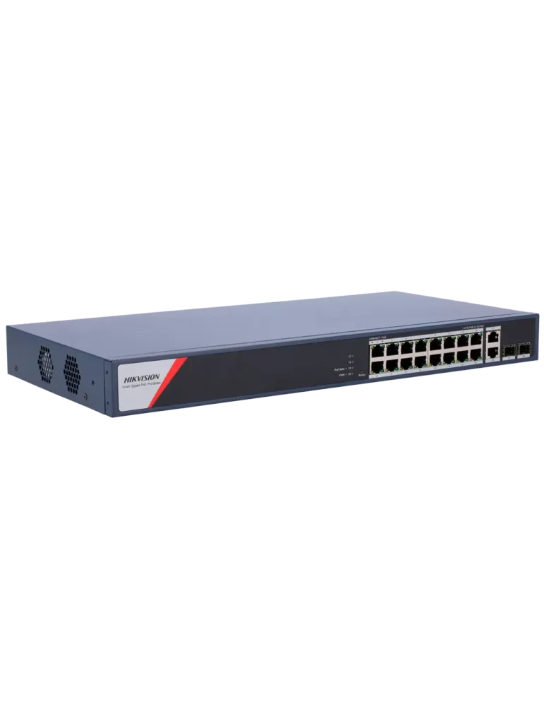 HIKVISION Switch PoE Hikvision - 16 puertos RJ45 GE + 2 puertos Gigabi