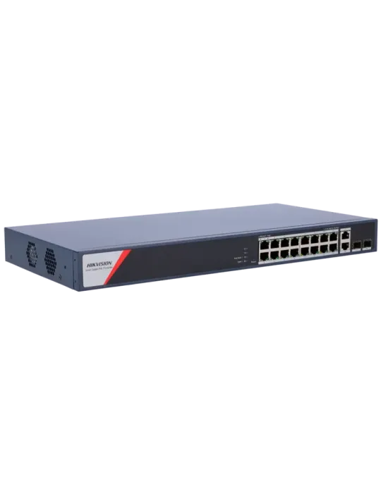 HIKVISION Switch PoE Hikvision - 16 puertos RJ45 GE + 2 puertos Gigabi