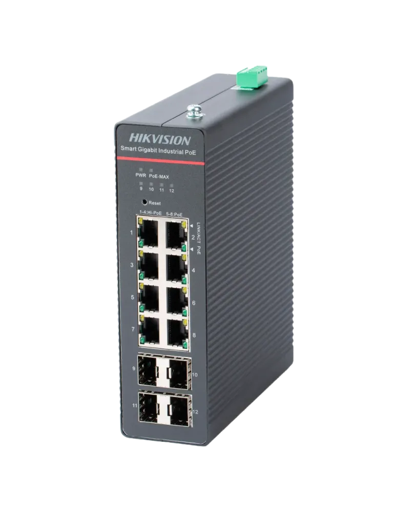 Hikvision Switch Industrial PoE Cloud Capa 2 - 8 puertos PoE+ Gigabit