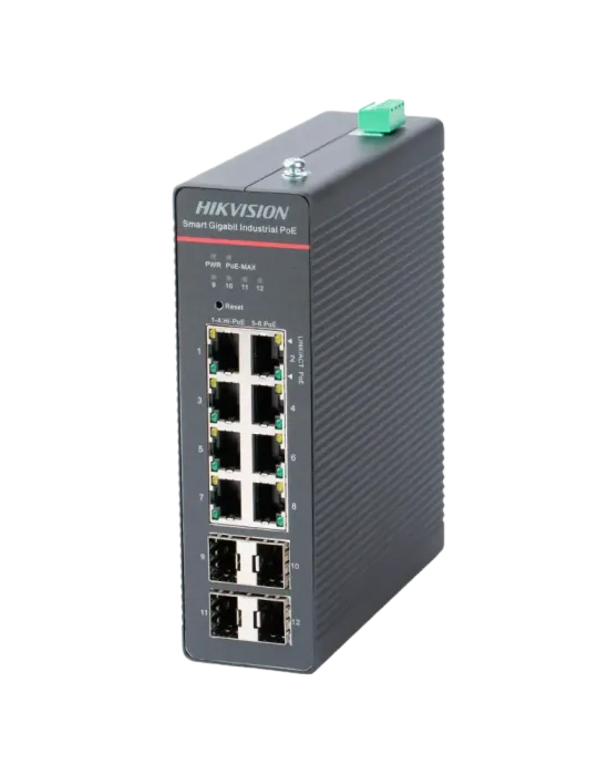 Hikvision Switch Industrial PoE Cloud Capa 2 - 8 puertos PoE+ Gigabit